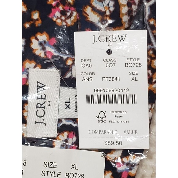 NWT J. Crew V Neck Button Front Shirt - Navy Size XL - Picture 3 of 10